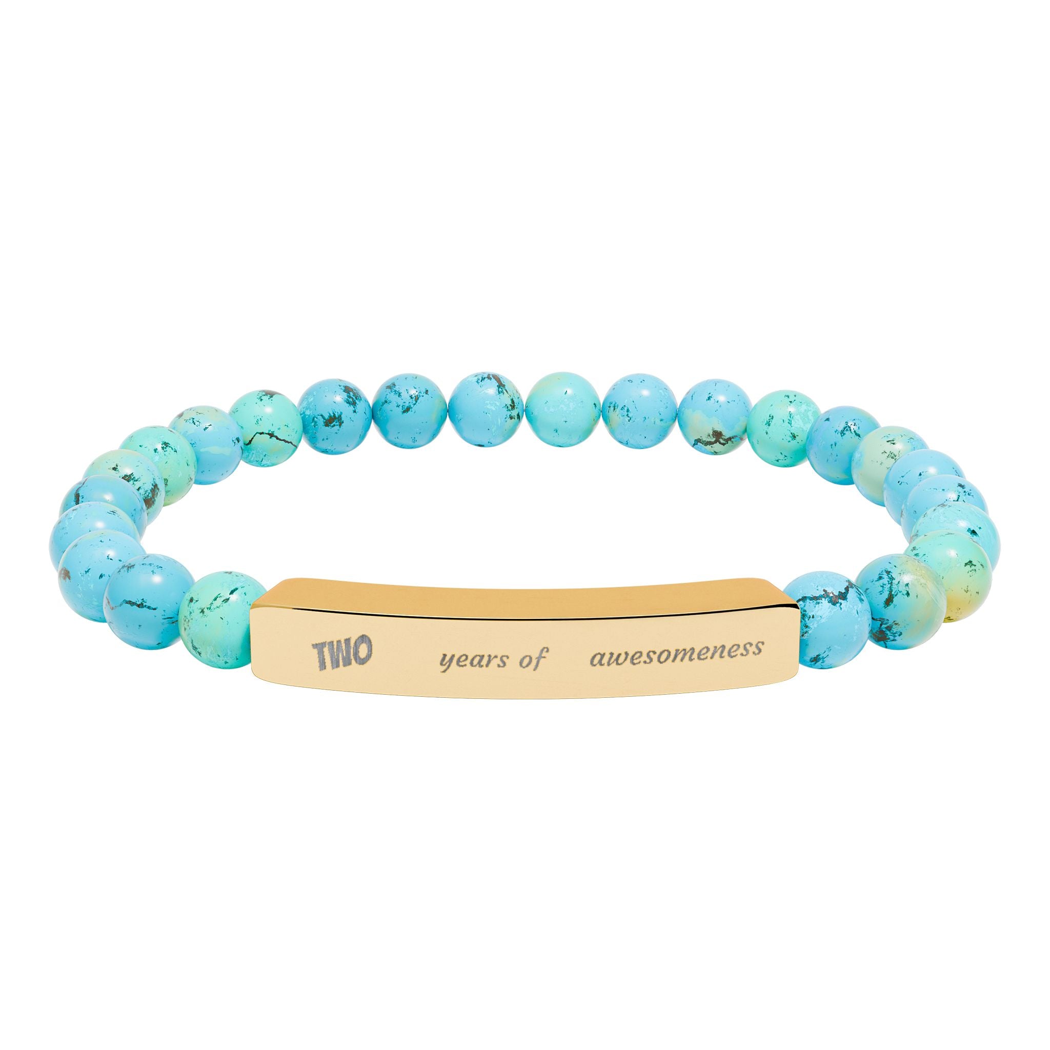 Engravable Natural Stone Stretch Bar Bracelet — Personalized Beaded Bracelet