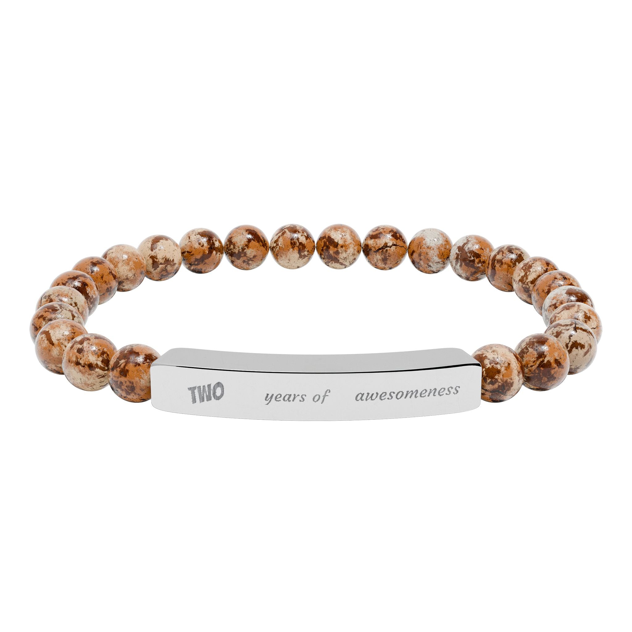 Engravable Natural Stone Stretch Bar Bracelet — Personalized Beaded Bracelet