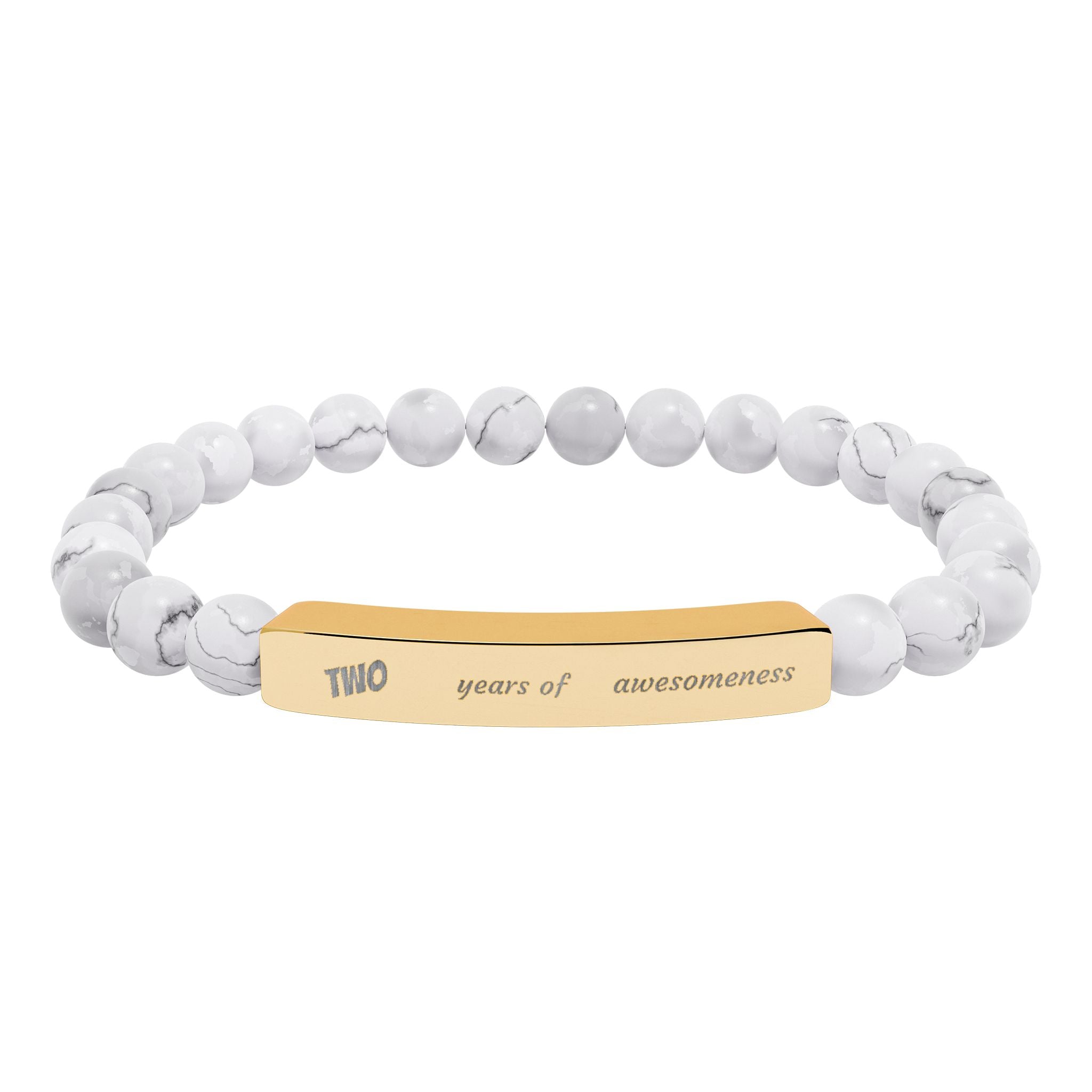 Engravable Natural Stone Stretch Bar Bracelet — Personalized Beaded Bracelet
