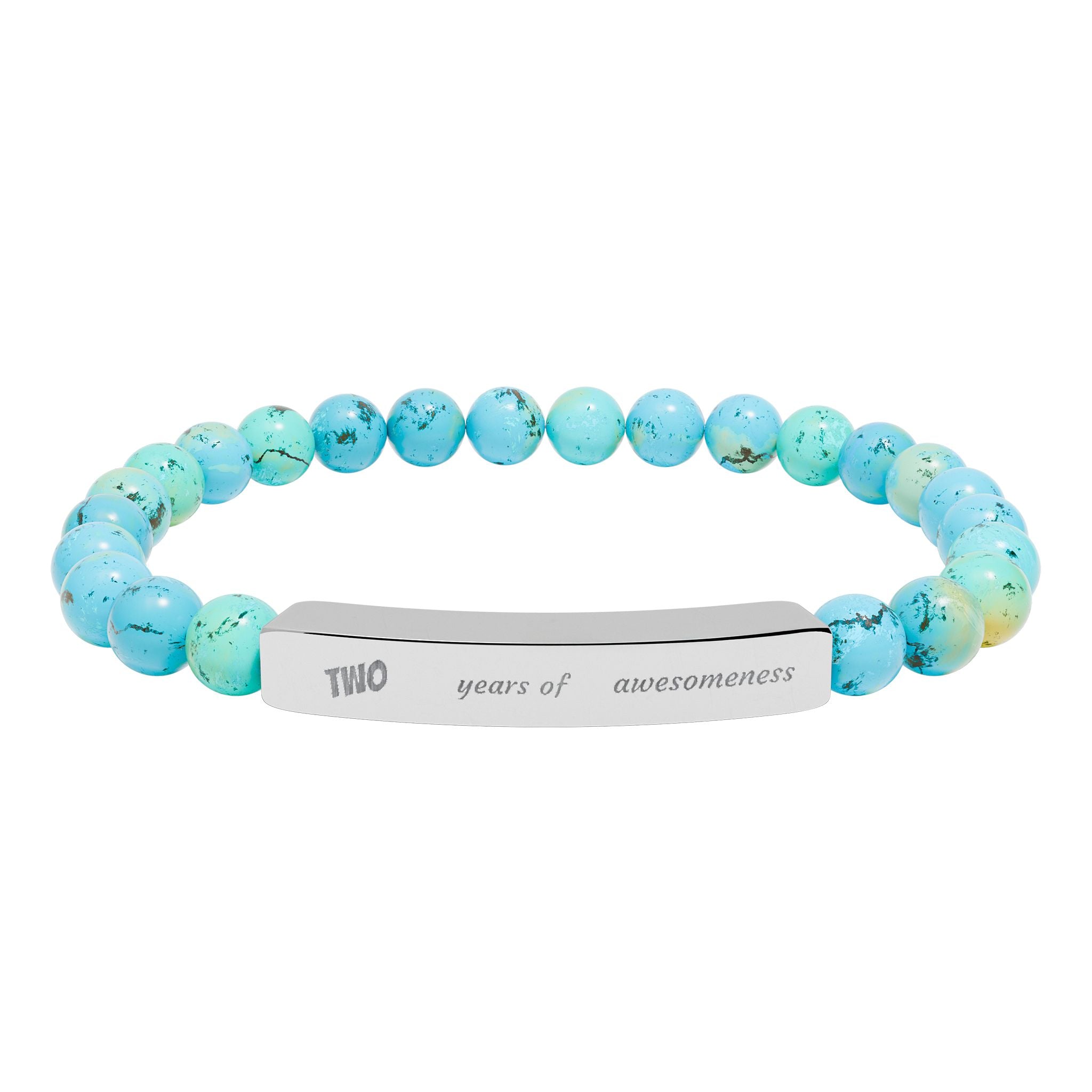 Engravable Natural Stone Stretch Bar Bracelet — Personalized Beaded Bracelet